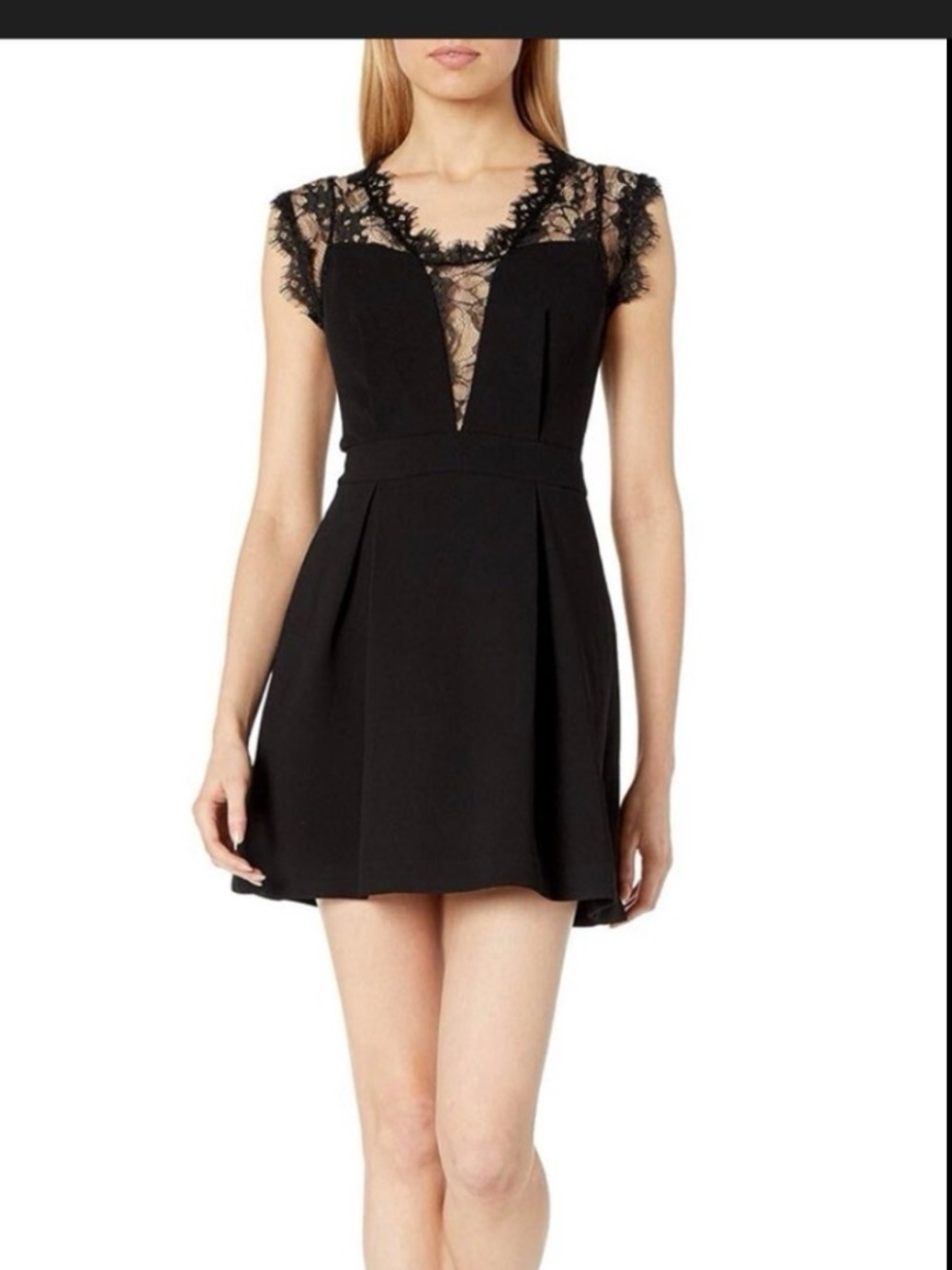 BCBG generation dress. Black Lace-Trim Fit & Flare Dress